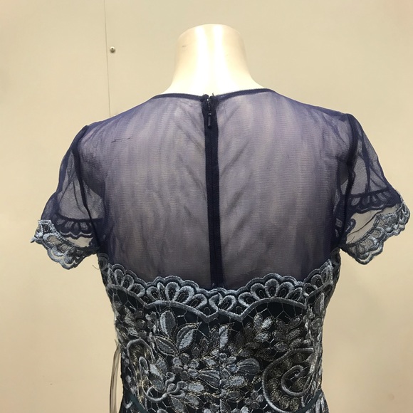 JS Collections Illusion Yoke Scroll Embroider Gown - Picture 6 of 12